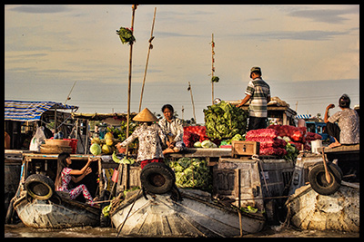 Vietnam - Plovoucí trhy na Mekongu