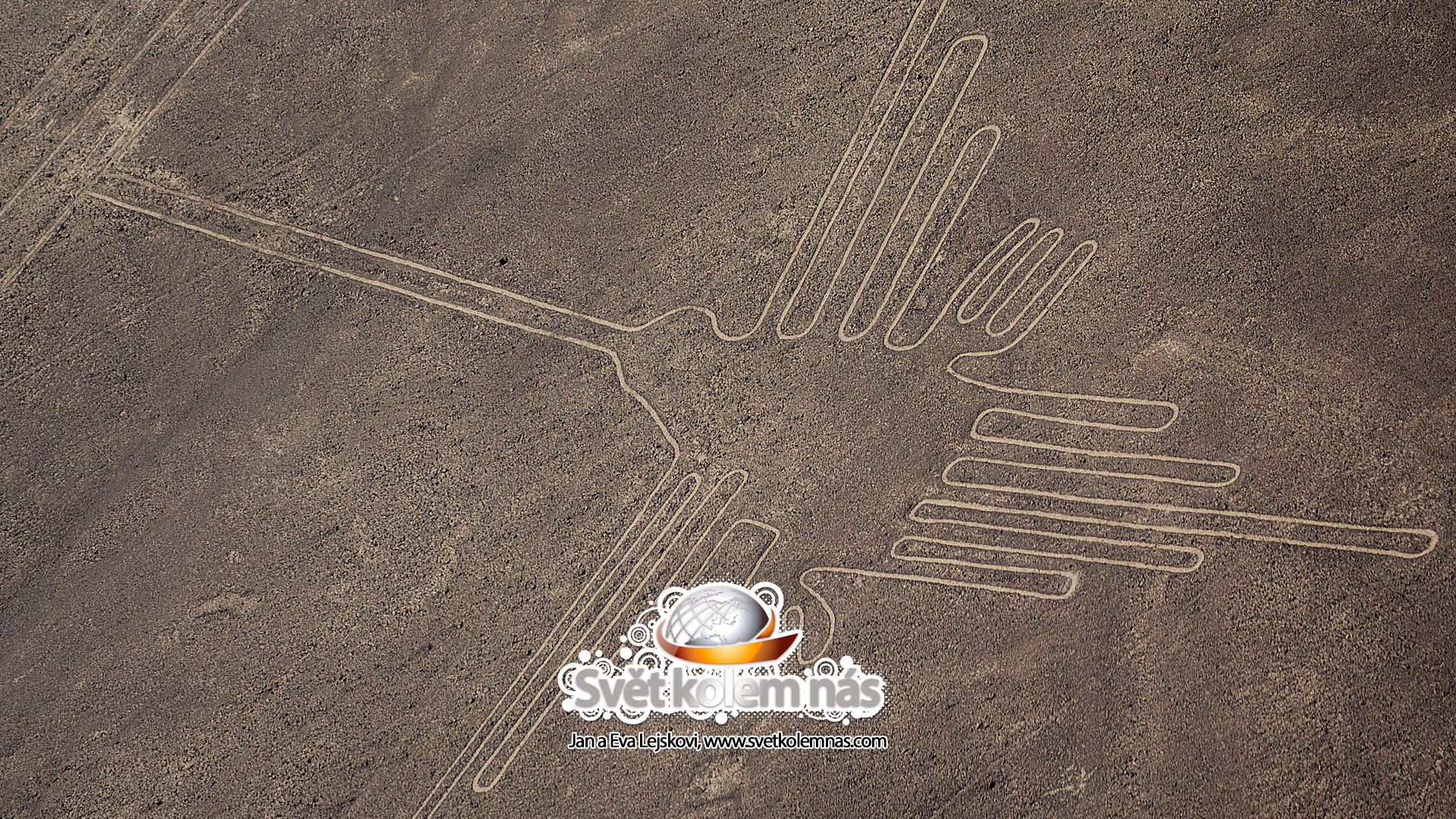 Tapeta na plochu, Peru - Geoglyf kolibříka na planině Nazca
